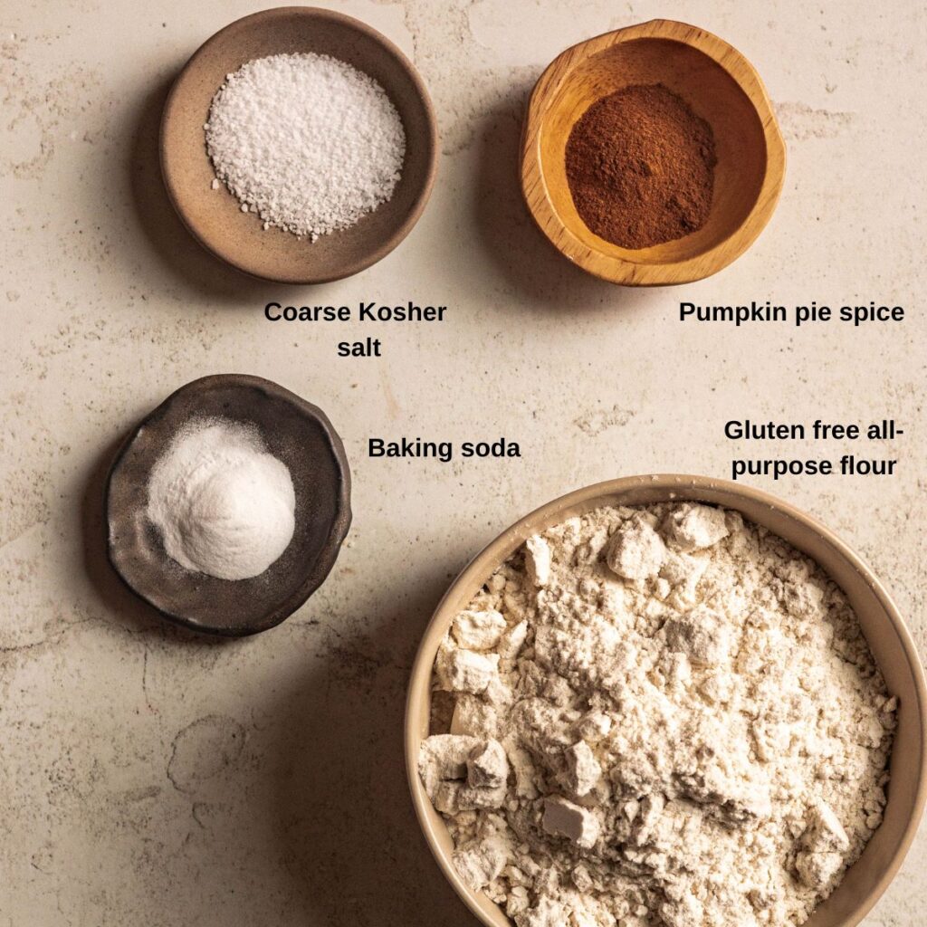 Dry ingredients for gluten free pumpkin cheesecake cookies
